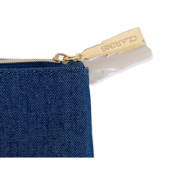 NEW Clarins Cosmetic Bag Denim w/Eye, Star & Sequined Lips; Lipstick Zip… - Picture 6 of 7